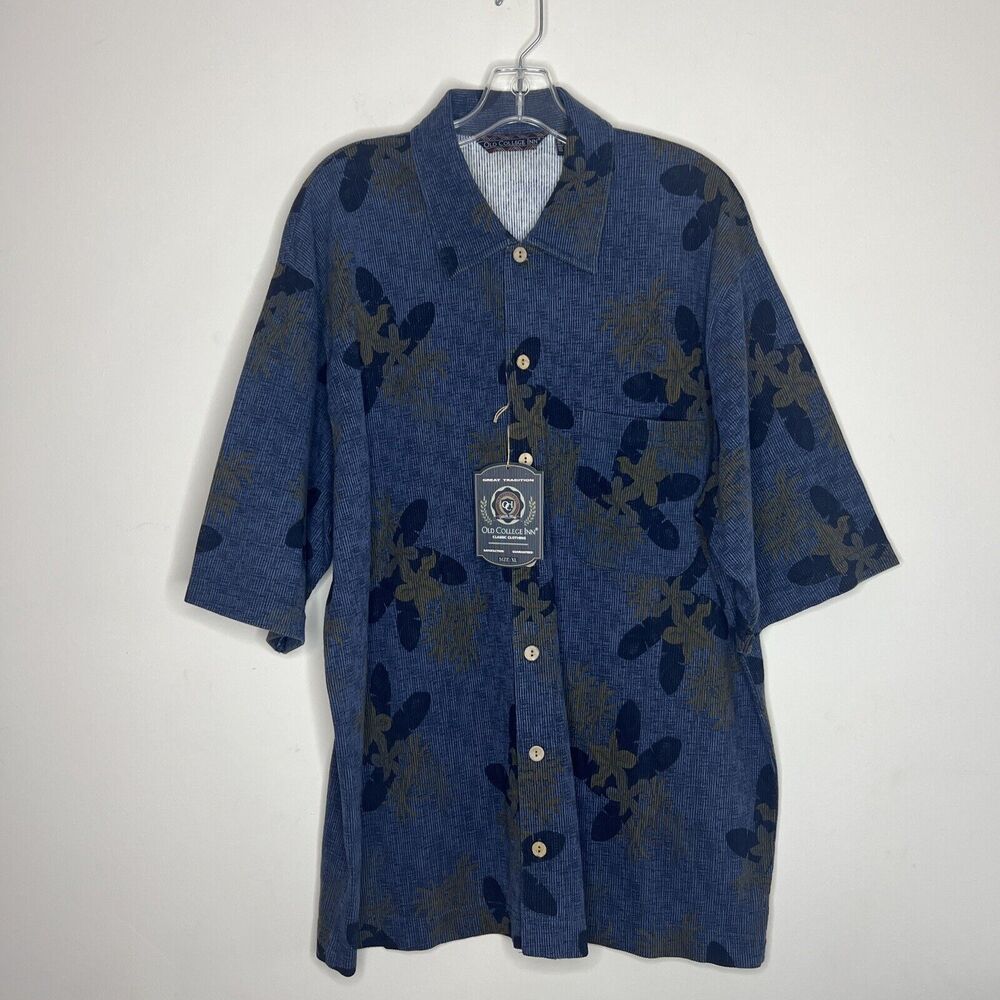 Vintage Old College Inn Men’s Ribbed Hawaiian Shirt XL Short Sleeve Resort New